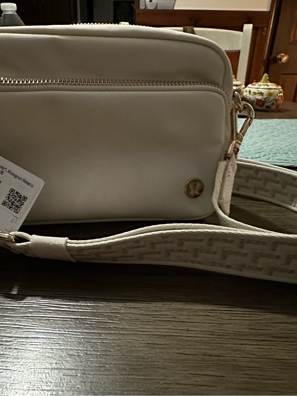 Cream Crossbody with Adjustable Strap